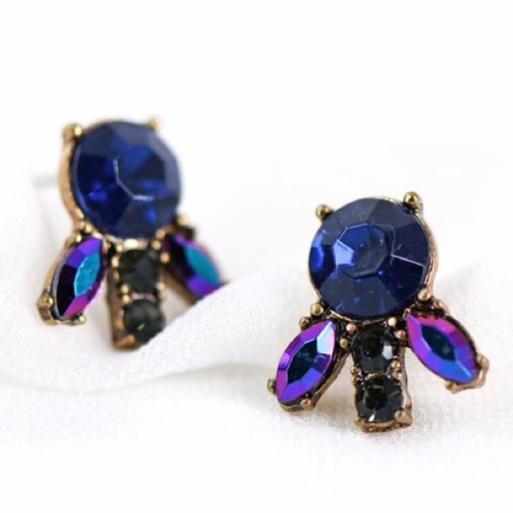Blue Rhinestone Stud Earrings NWT